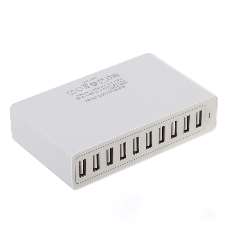 XBX09L 50W 5V 2.4A 10 Ports USB Home Charge Portable Travel Charger White - EU Plug-1