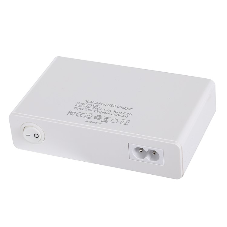 XBX09L 50W 5V 2.4A 10 Ports USB Home Charge Portable Travel Charger White - EU Plug-2