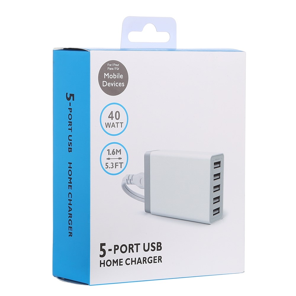 5 Ports USB Home Charge Portable Travel Charger White XBX09 5V 8A - AU Plug-4