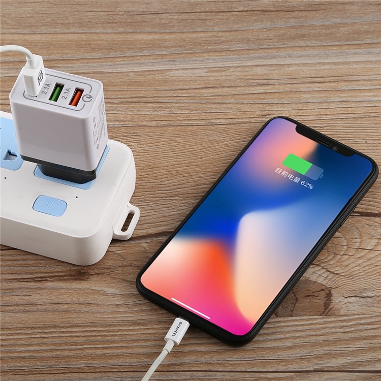 AR-QC-03 2.1A Fast Charger Travel USB Wall Charger Adapter with 3 Ports - Black, EU Plug-3