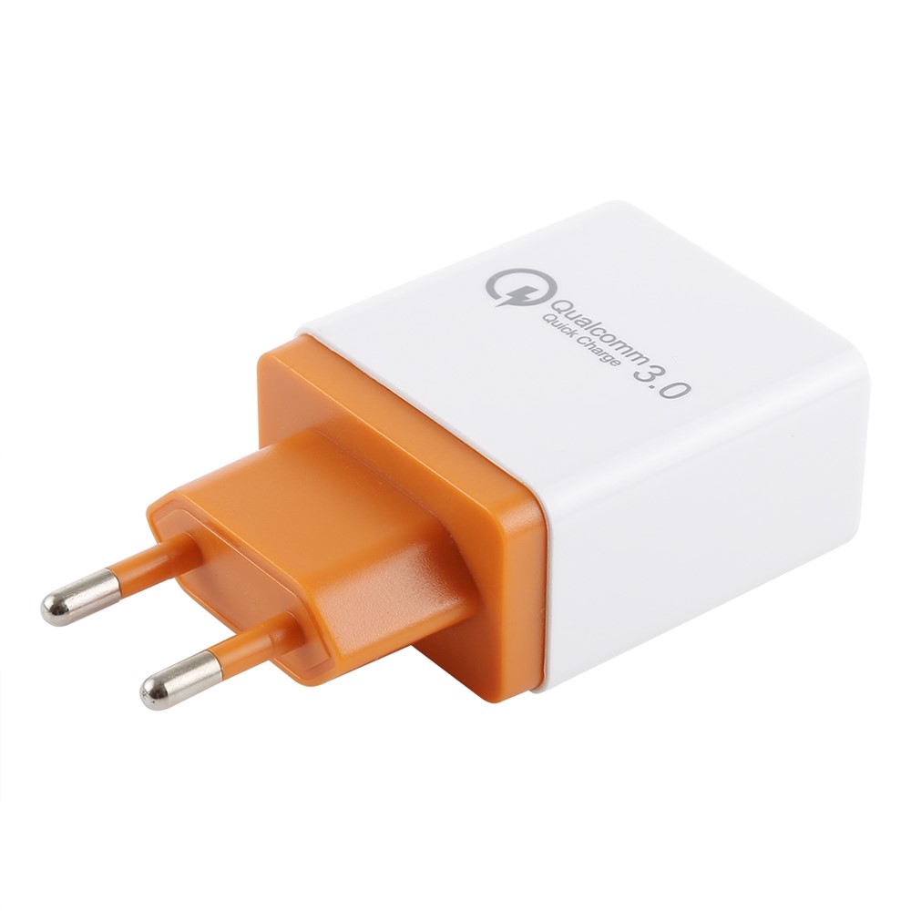 AR-QC-03 2.1A Fast Charger Travel USB Wall Charger Adapter with 3 Ports - Orange, EU Plug-2