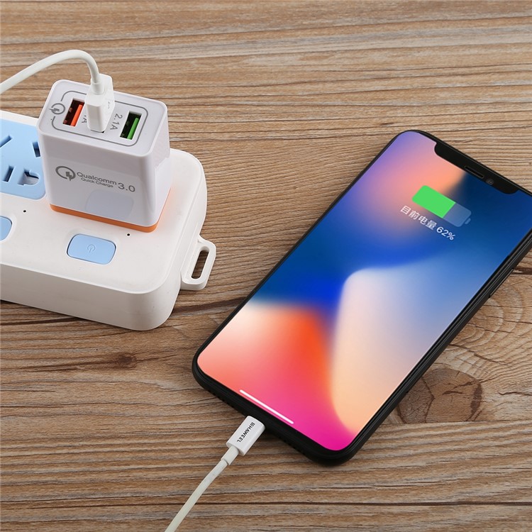AR-QC-03 2.1A Fast Charger Travel USB Wall Charger Adapter with 3 Ports - Orange, US Plug-3