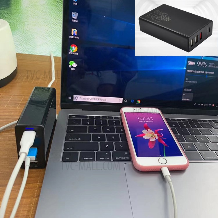 PD100W 4-port USB 100V-240V Table Charger - US Plug-1