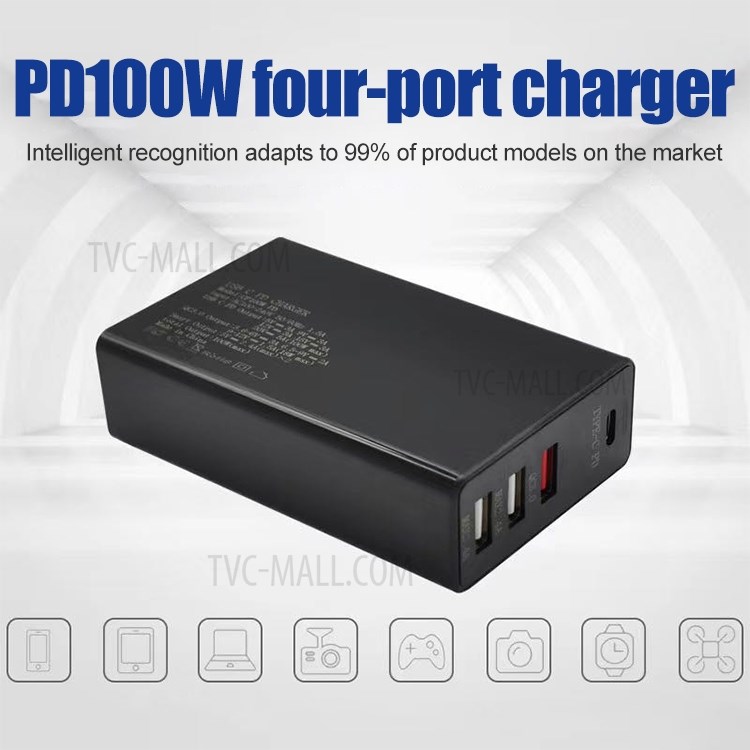 PD100W 4-port USB 100V-240V Table Charger - US Plug-5