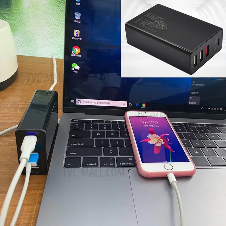 PD100W 4-port USB 100V-240V Table Charger - UK Plug-1