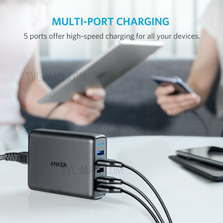ANKER A2054 Carga Rápida 3.0 63W Cargador De Pared USB De 5 Puertos Enchufe CN Para Huawei Manzana Xiaomi OPPO Etc.-6