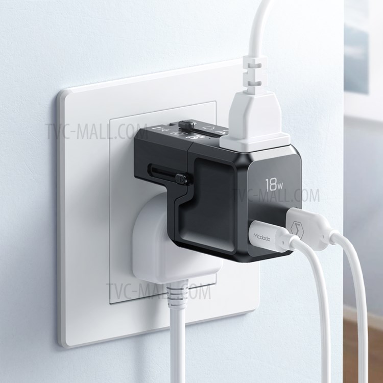 MCDODO CA-811 Multi Plug Outlet PD+QC 18W USB Wall Charger with 2 Charging Ports-11