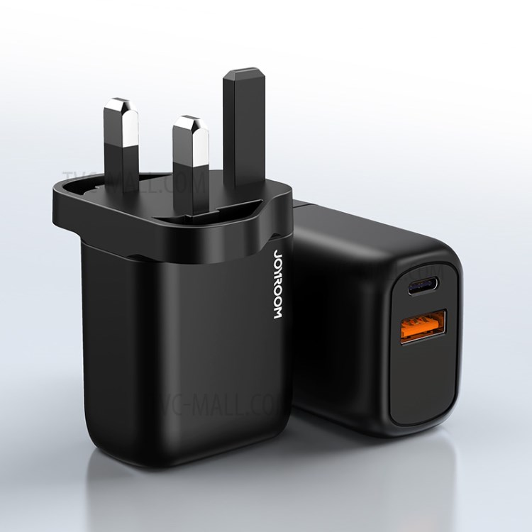 JOYROOM L-QP203 20W Fast Charger Two-port (PD + QC3.0) Smart Charger for iPhone 12 - Black, UK Plug