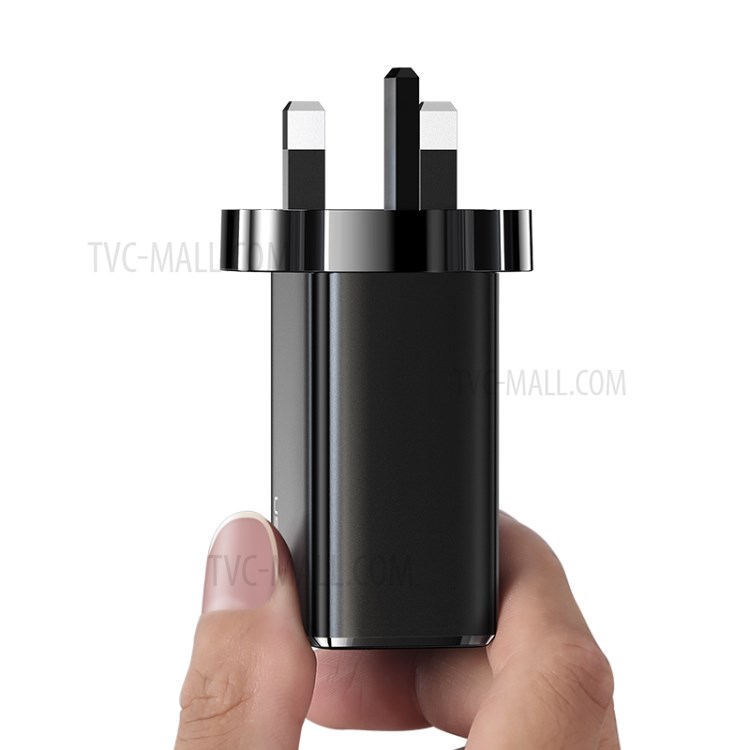 USAMS US-CC110 T33 65W 3 Ports GaN Fast Charger Mini Portable Travel Wall Charger - Black / UK Plug-2