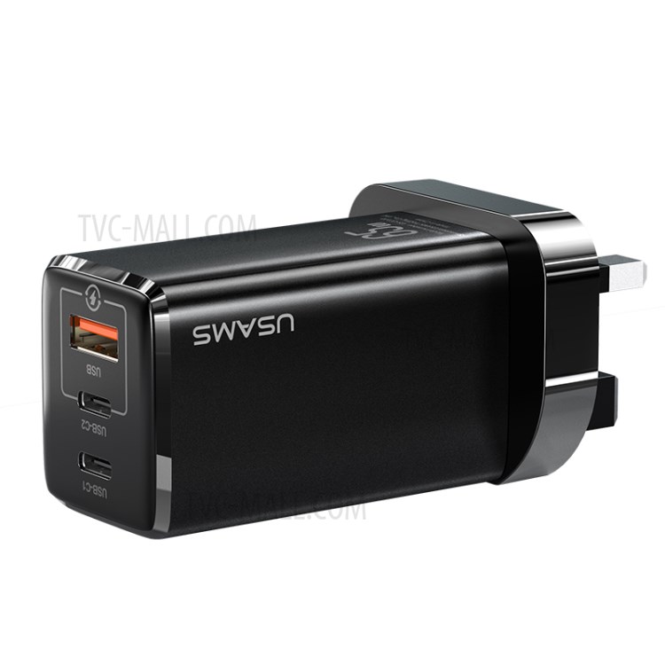 USAMS US-CC110 T33 65W 3 Ports GaN Fast Charger Mini Portable Travel Wall Charger - Black / UK Plug-5