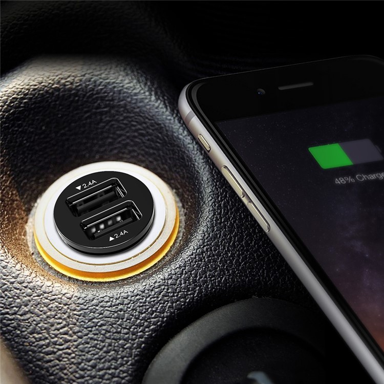 AUKEY Mini Size CC-S1 5V 4.8A Dual-port USB Car Charger - Black-2