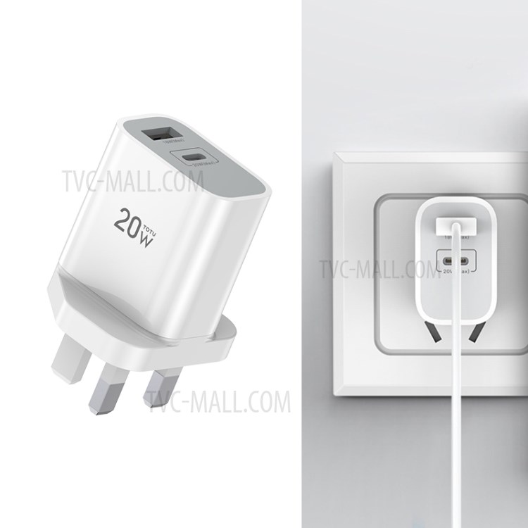 TOTU CACQ-011 Smart Travel Wall Charger 20W Fast Charging - UK Plug-1