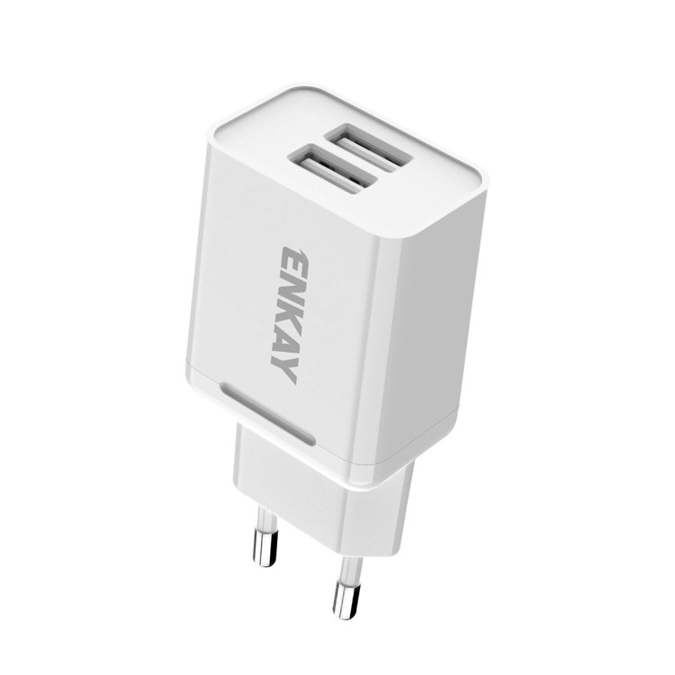 Hat-Prince ENKAY Dual USB2.0 Ports Power Adapter 10.5W 2.1A Wall Charger - EU Plug-1