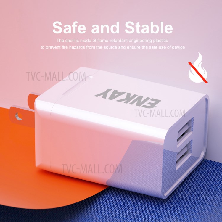Hat-Prince ENKAY Dual USB2.0 Ports Power Adapter 10.5W 2.1A Wall Charger - US/CN Plug-3