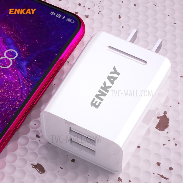 Hat-Prince ENKAY Dual USB2.0 Ports Power Adapter 10.5W 2.1A Wall Charger - US/CN Plug-5