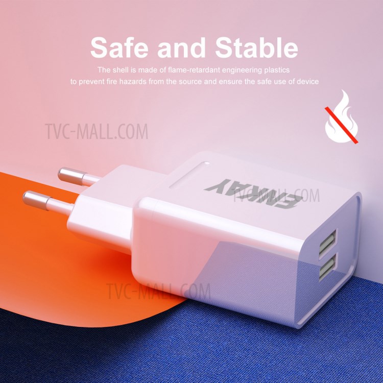 Hat-Prince ENKAY Dual USB2.0 Ports Wall Charger 10.5W 2.1A with 1m Charging Cable - EU Plug / Micro USB Cable-5