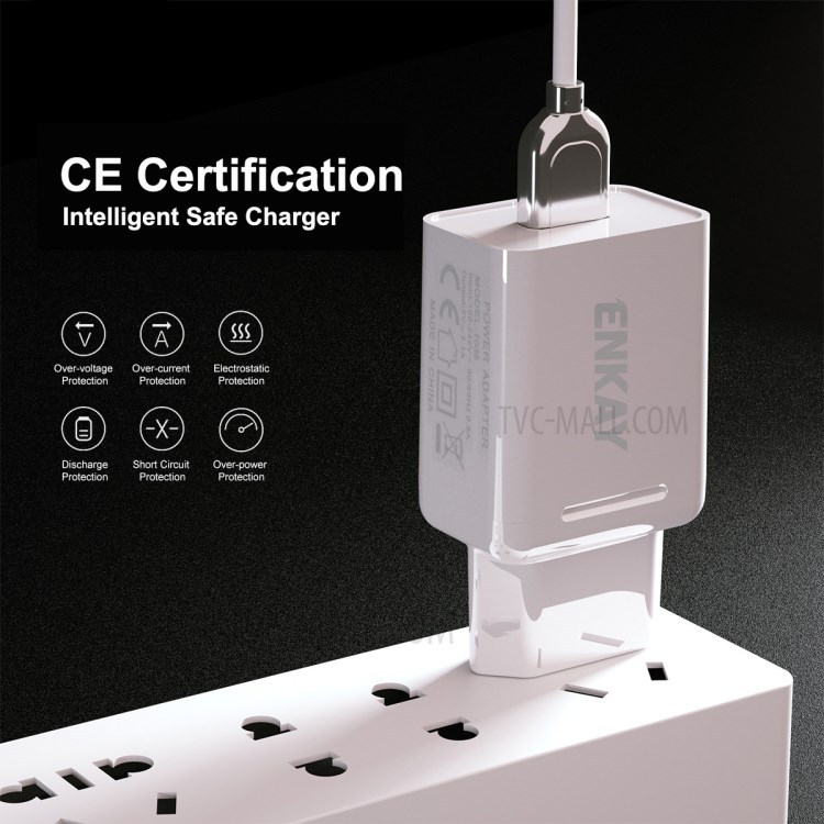 Hat-Prince ENKAY Dual USB2.0 Ports Wall Charger 10.5W 2.1A with 1m Charging Cable - EU Plug / Micro USB Cable-6