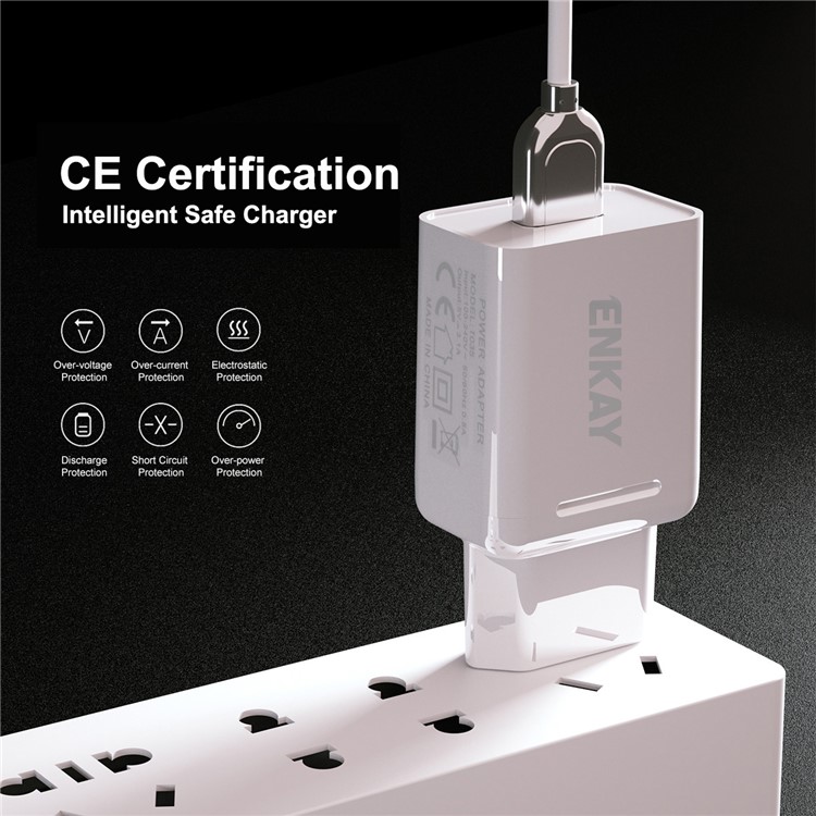 Hat-Prince ENKAY USB3.0 Wall Charger 18W 3A with 1m Charging Cable - EU Plug / Micro USB Cable-6