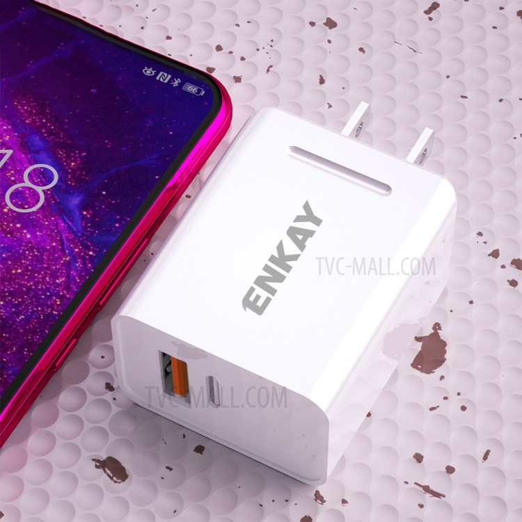 Hat-Prince ENKAY 18W 3A USB3.0 + Type-C Dual Ports Power Adapter - US Plug-5
