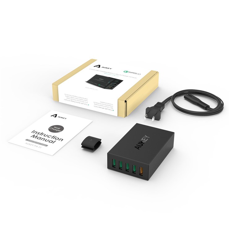 AUKEY PA-T1 4+1 5-Port 54W USB Wall Charger Travel Charger with Quick Charge 2.0 Port - US Plug-6