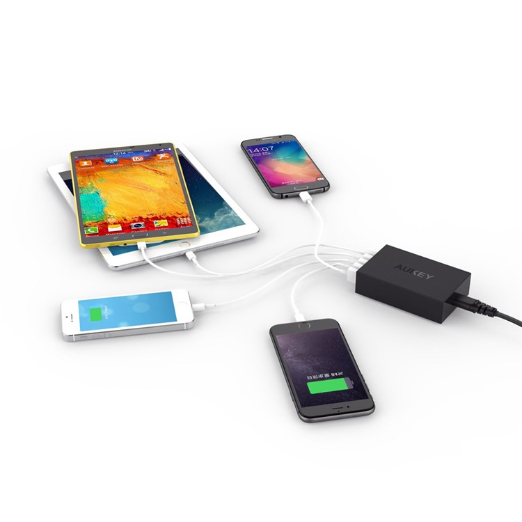 AUKEY PA-T1 4+1 5-Port 54W USB Wall Charger Travel Charger with Quick Charge 2.0 Port - EU Plug-3