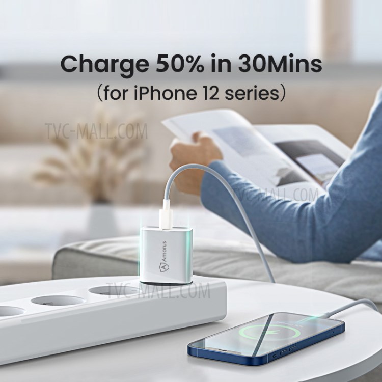 AMORUS 20W USB Type-C PD Quick Charging Power Adapter Wall Charger for iPhone 12 / 12 mini / Pro / Pro Max Etc. - EU Plug-6