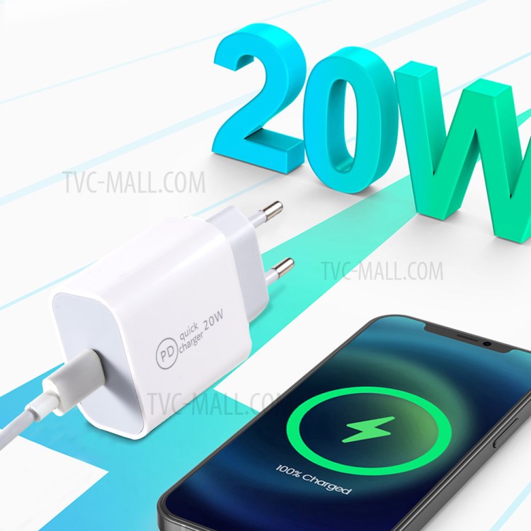 AMORUS 20W USB Type-C PD Quick Charging Power Adapter Wall Charger for iPhone 12 / 12 mini / Pro / Pro Max Etc. - EU Plug-8