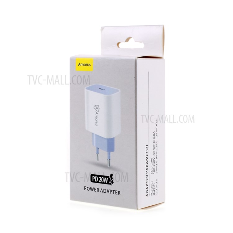 AMORUS 20W USB Type-C PD Quick Charging Power Adapter Wall Charger for iPhone 12 / 12 mini / Pro / Pro Max Etc. - EU Plug-9
