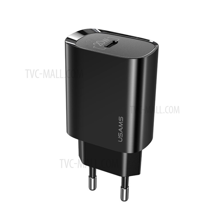 USAMS US-CC T39 PD Single Port 20W Quick Charger - Black/EU Plug-1