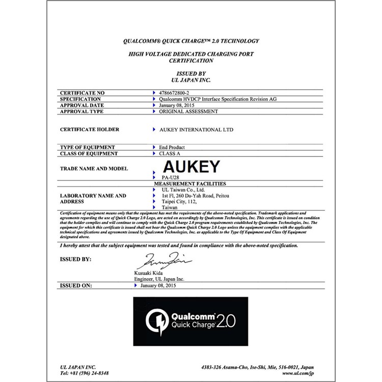 AUKEY PA-U28 Quick Charge 2.0 18W USB Wall Charger Travel Charger - EU Plug-5