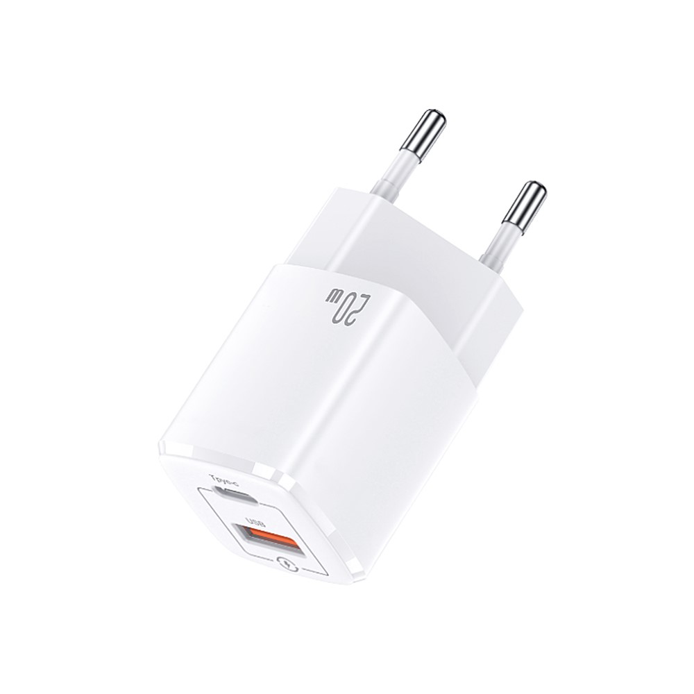 USAMS US-CC128 T37 PD20W QC3.0 USB Typ-C-Wandladegerät Dual-Port-Netzteil - EU-Stecker-1