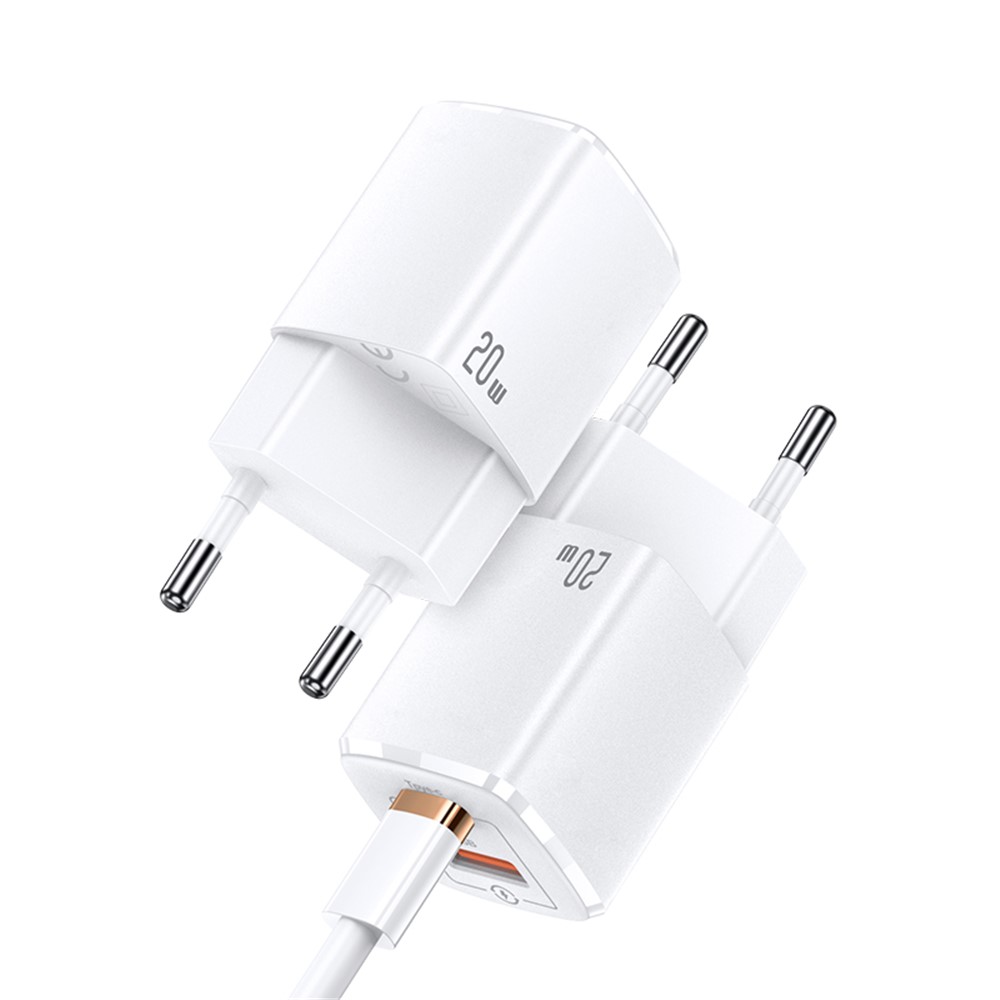 USAMS US-CC128 T37 PD20W QC3.0 USB Typ-C-Wandladegerät Dual-Port-Netzteil - EU-Stecker-2