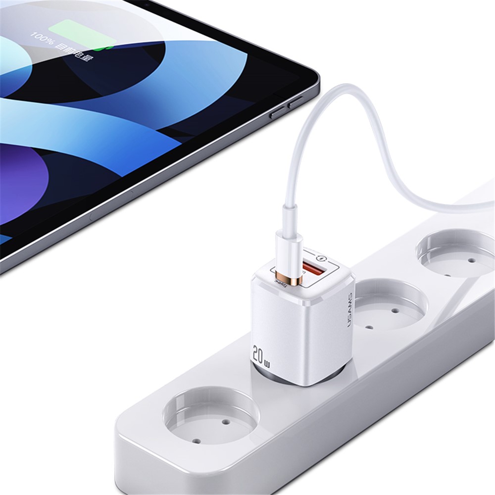 USAMS US-CC128 T37 PD20W QC3.0 USB Typ-C-Wandladegerät Dual-Port-Netzteil - EU-Stecker-5