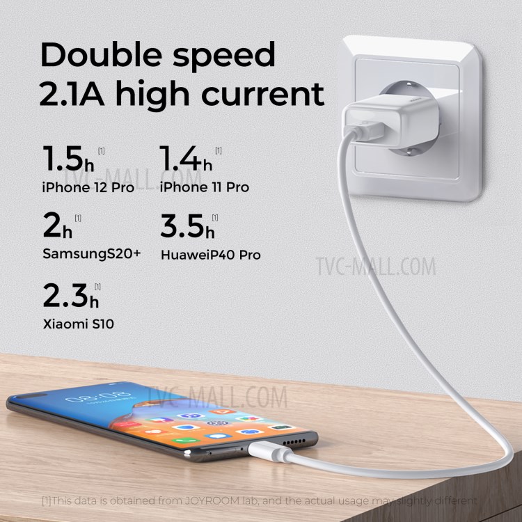JOYROOM L-1A101 2.1A Single Port Fast Charging Phone Charger Adapter Mini Wall Charger - White / EU Plug-2
