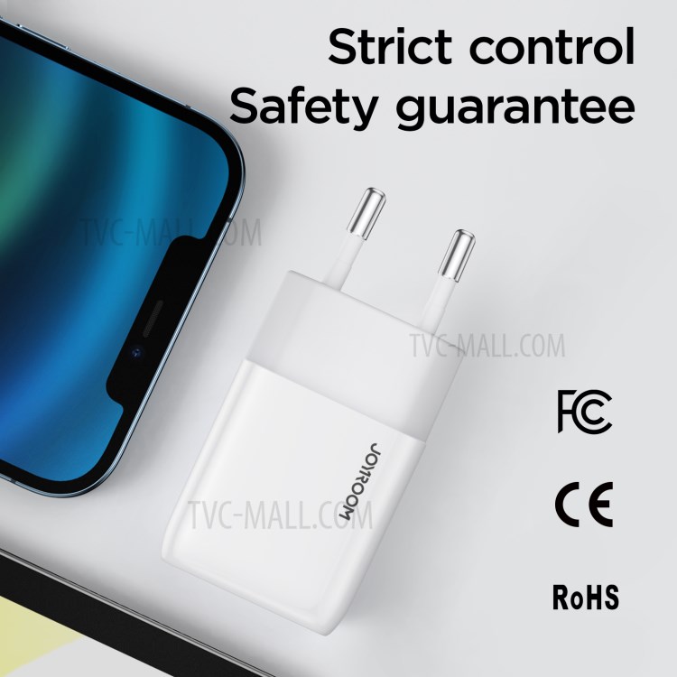JOYROOM L-1A101 2.1A Single Port Fast Charging Phone Charger Adapter Mini Wall Charger - White / EU Plug-4