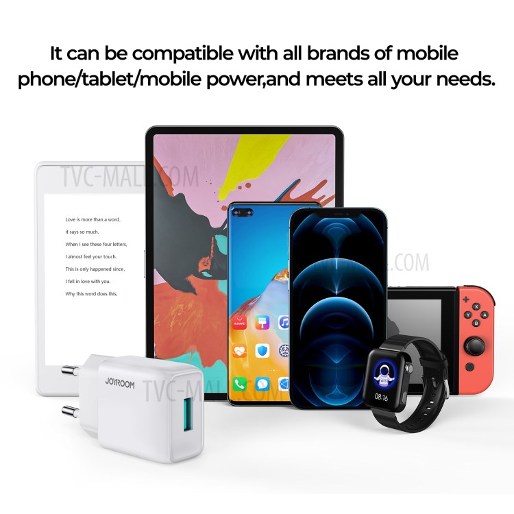 JOYROOM L-1A101 2.1A Single Port Fast Charging Phone Charger Adapter Mini Wall Charger - White / EU Plug-6