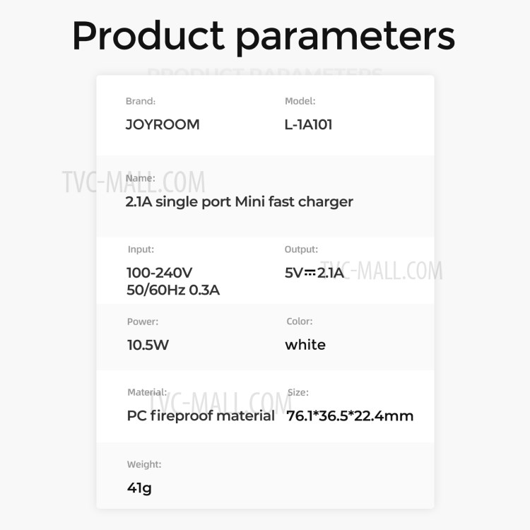 JOYROOM L-1A101 2.1A Single Port Fast Charging Phone Charger Adapter Mini Wall Charger - White / EU Plug-9