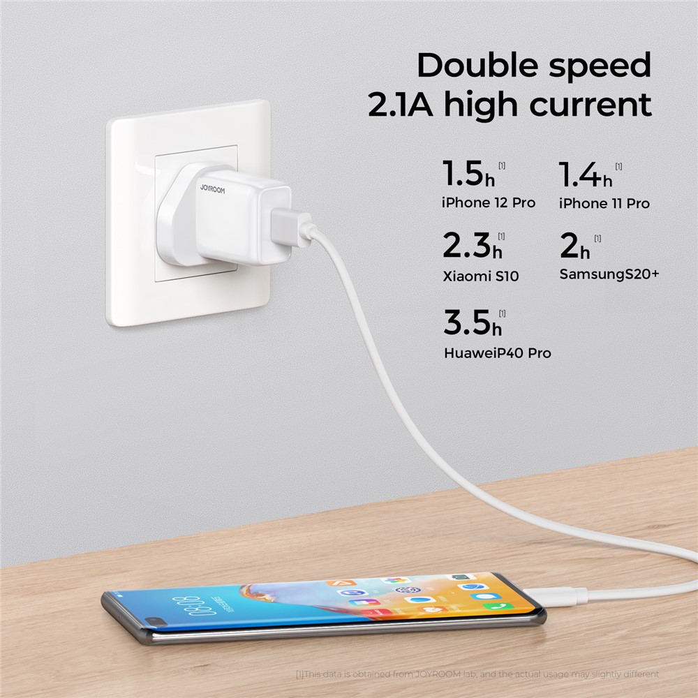 JOYROOM L-1A101 2.1A Single Port Travel Charger Mobile Phone Fast Charging Adapter for iPhone - White / UK Plug-2