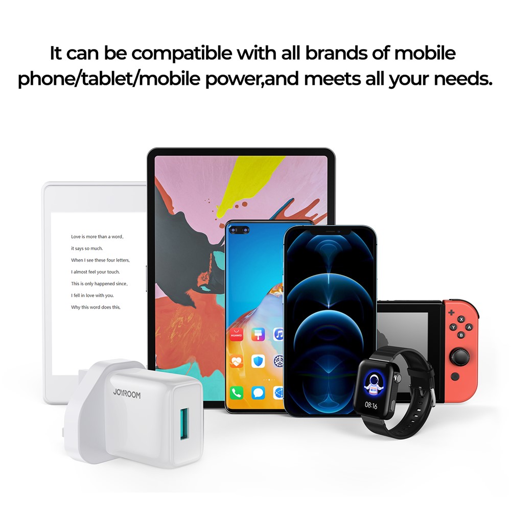 JOYROOM L-1A101 2.1A Single Port Travel Charger Mobile Phone Fast Charging Adapter for iPhone - White / UK Plug-5
