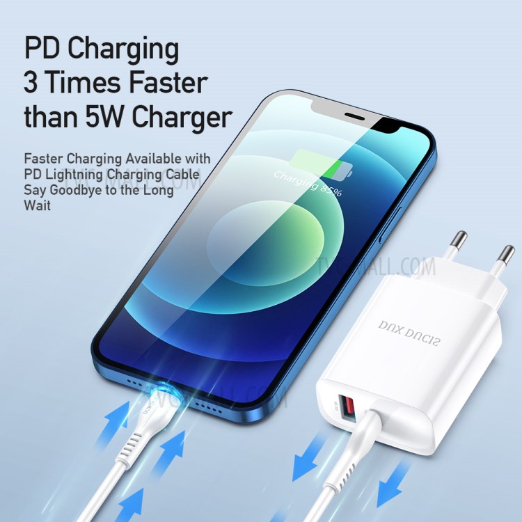 Dux Ducis C70 PD 20W + QC 18W Carregador de Viagens de Parede Dupla Porta (plugue da Ue)-4