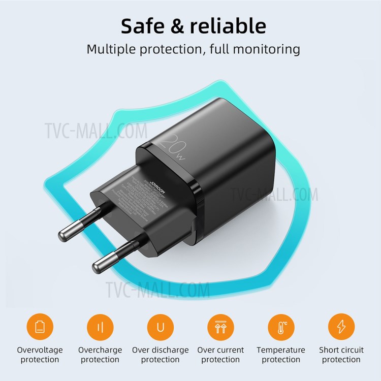 JOYROOM JR-QP207 Mini Wall Charger EU Plug Dual Port QC3.0+PD 20W Fast Charging Phone Adapter for iPhone 12 Series-6