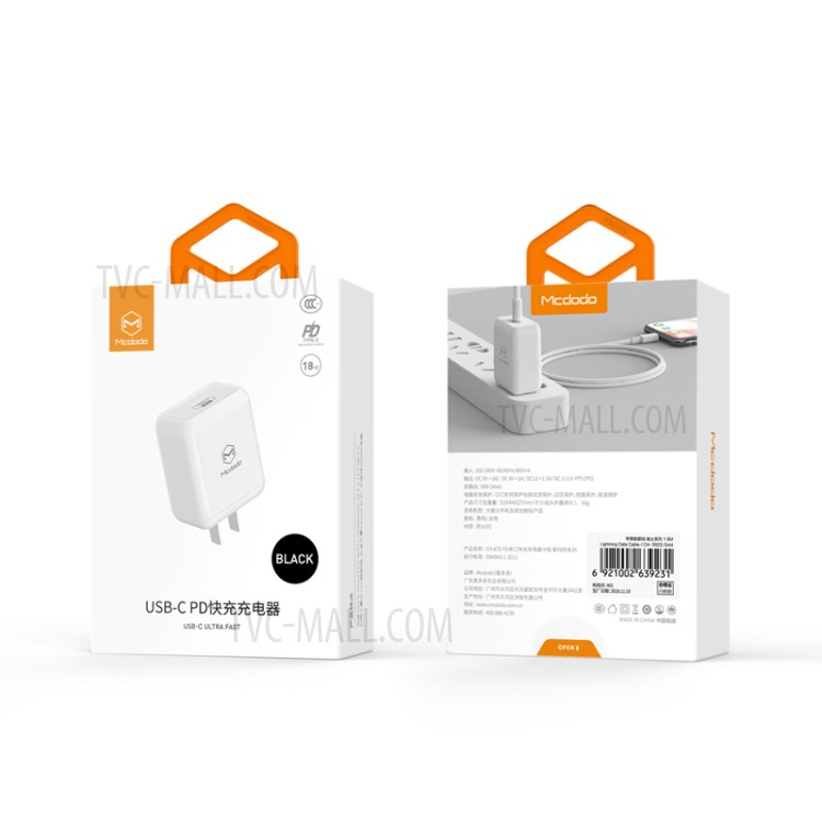 MCDODO CH-6911 MDD TC-061PQ PD+QC 18W Fast Charging Wall Charger CN Standard Plug Mobile Phone Travel Charge Adapter-10