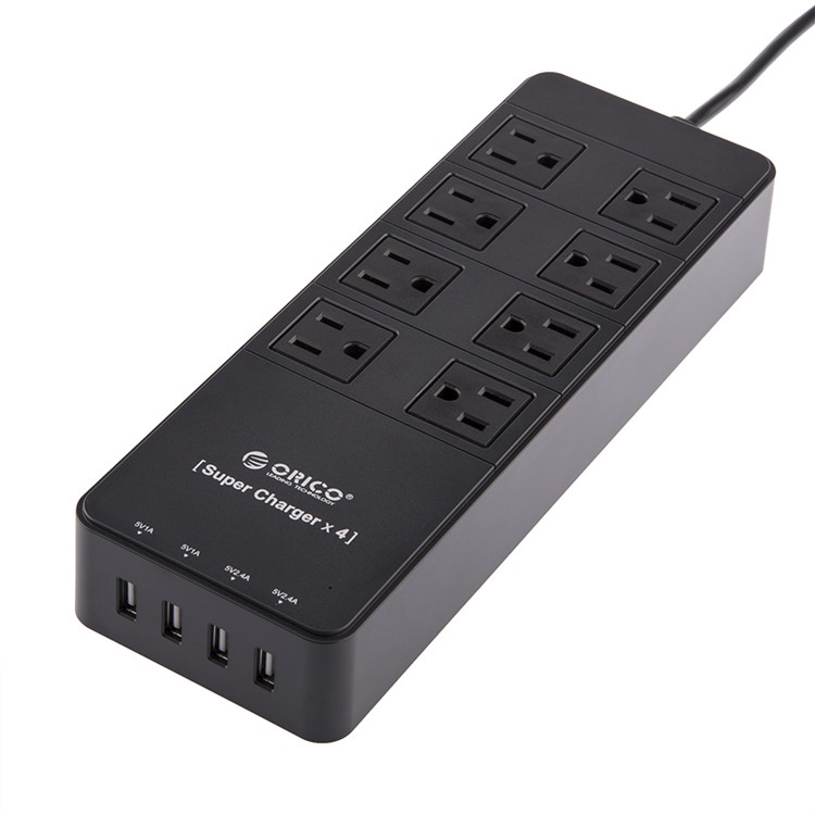 ORICO TPC-8A4U 2500W 8-Port US Plug Outlet with 4 USB Ports (2 x 2.4A Smart Charging Ports) - Black-4