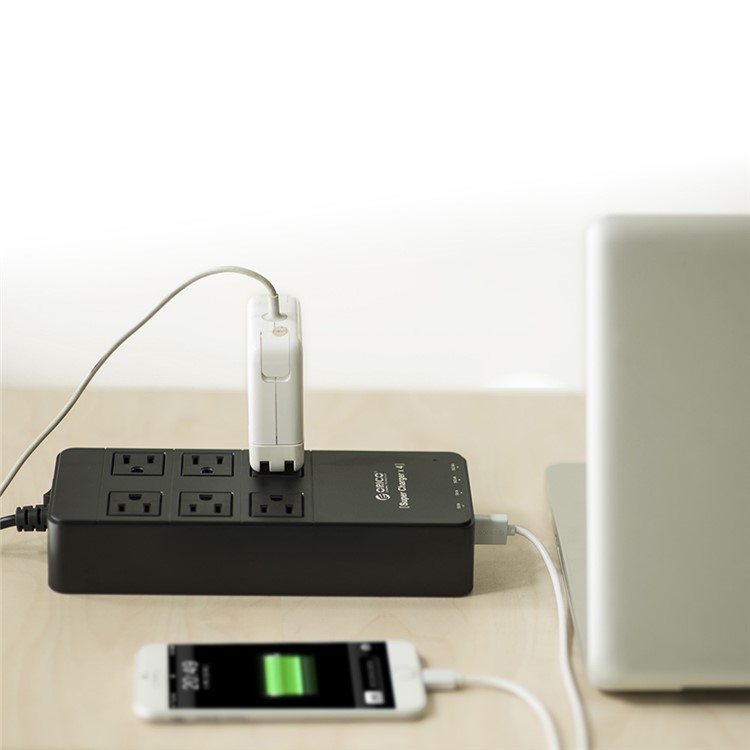 ORICO TPC-8A4U 2500W 8-Port US Plug Outlet with 4 USB Ports (2 x 2.4A Smart Charging Ports) - Black-5