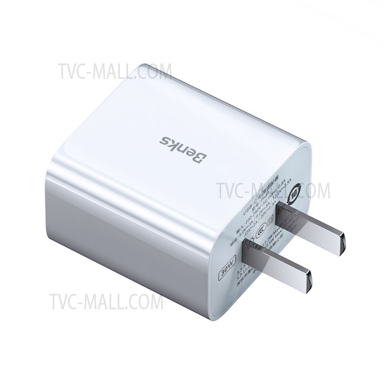 BENKS PA47 30W PD Fast Charging Power Adapter Type-C Port Portable Wall Charger - CN Standard Plug-2