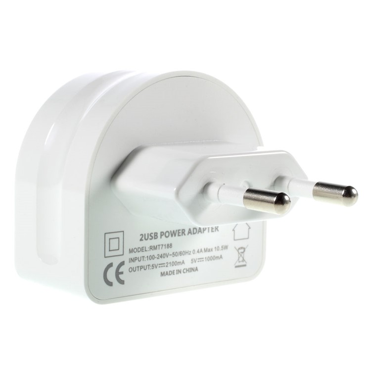 REMAX Moon Dual USB Ports 2.1A Wall Charger Adapter for iPhone iPad Samsung etc - EU Plug-3