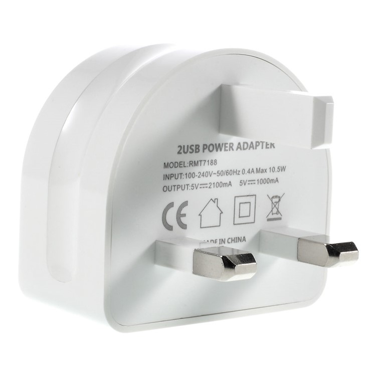 REMAX Moon Dual USB Ports 2.1A Wall Charger Adapter for iPhone iPad Samsung etc - UK Plug-2