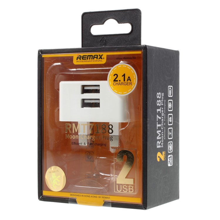 REMAX Moon Dual USB Ports 2.1A Wall Charger Adapter for iPhone iPad Samsung etc - UK Plug-4