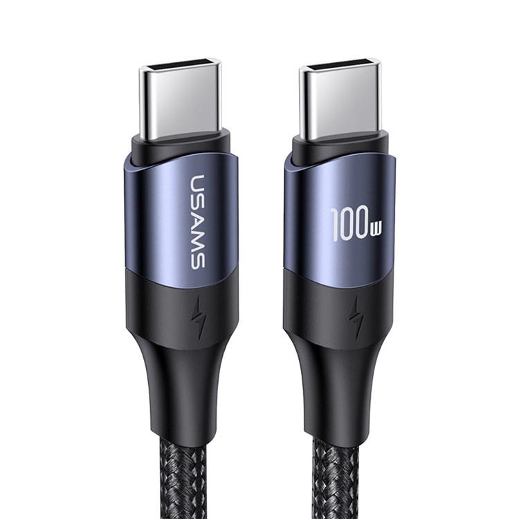USAMS UC Series T44 100W USB and Type C 4 Ports EU Plug GaN Charger + SJ524 U71 Type-C To Type-C 100W PD Fast Charging Data Cable-6