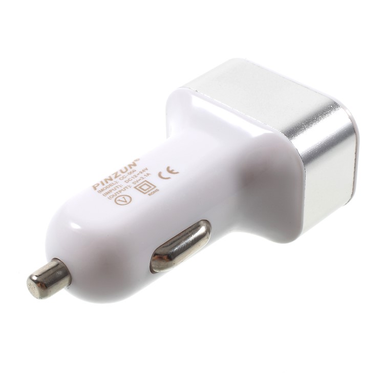 PINZUN 3.1A 3-Port USB Portable Car Charger for iPhone iPad Samsung HTC Sony Huawei LG - Silver Color-2